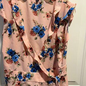 Pink Floral Wrap Top by Harlowe & Graham Sz XL